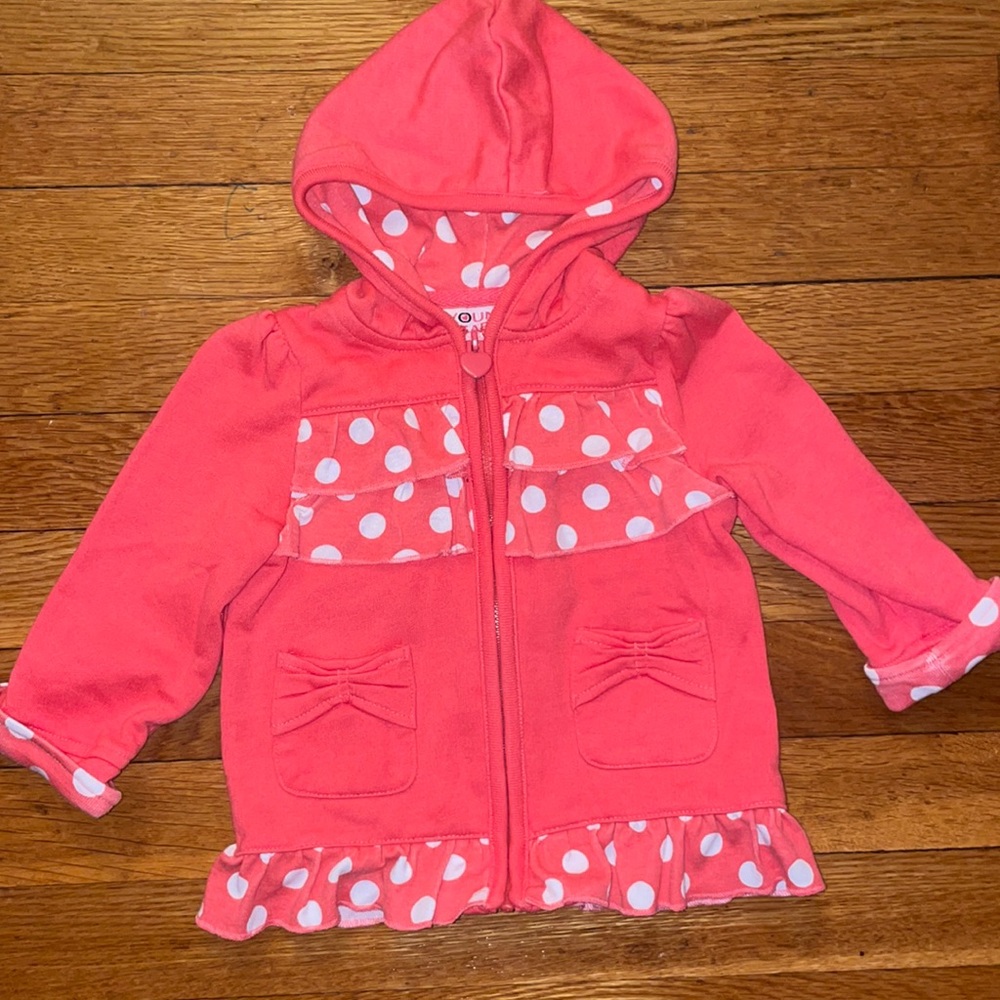 5/$25 Girls coral and white zip up